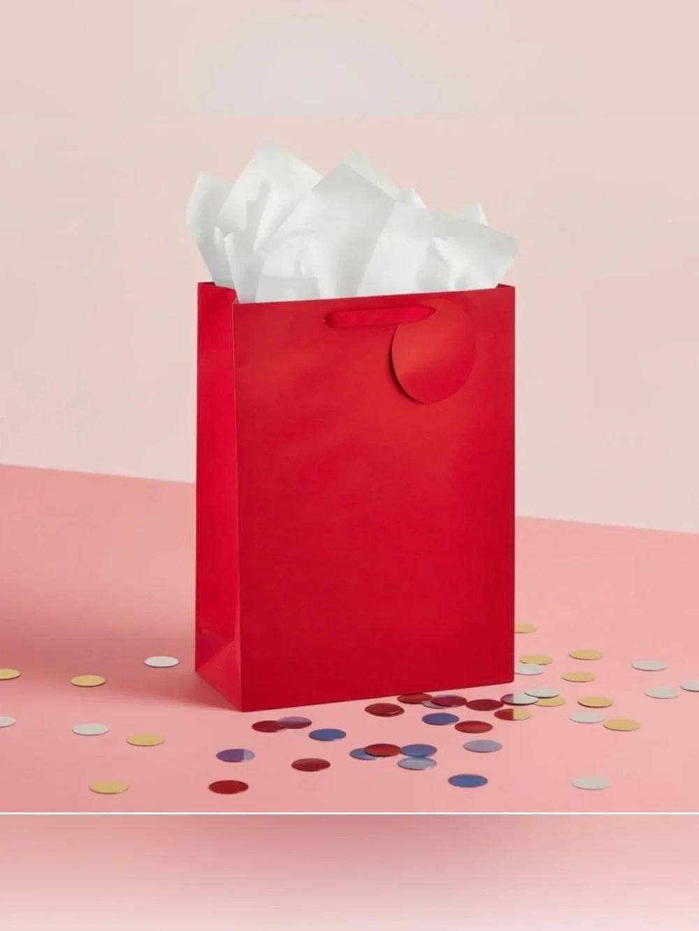 🎉 $5 Jumbo Red Gift Bag with Ribbon Handles